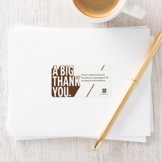 Modern Bold Black White Wedding Thank You Card ラベル (インサイチュ)