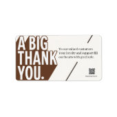Modern Bold Black White Wedding Thank You Card ラベル (正面)