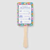 Modern Bold Bright Colorful Floral Wedding Program ハンドファン (正面)