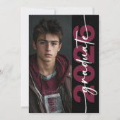 Modern Bold Burgundy Typography Grad Announcement 招待状 (正面)