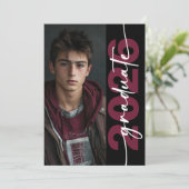 Modern Bold Burgundy Typography Grad Announcement 招待状 (スタンド正面)