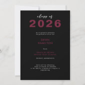 Modern Bold Burgundy Typography Grad Announcement 招待状 (裏面)