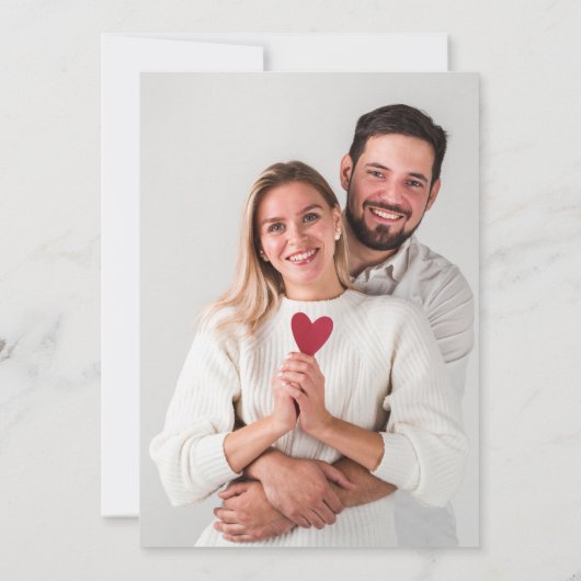 Modern Bold Casual Red Script Photo Wedding Retro セーブザデート (裏面)