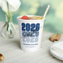 Modern Bold Class 2026 Navy Blue Graduation Party 紙コップ