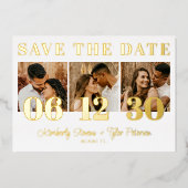 Modern bold date photo wedding save the date 箔招待状 (正面)