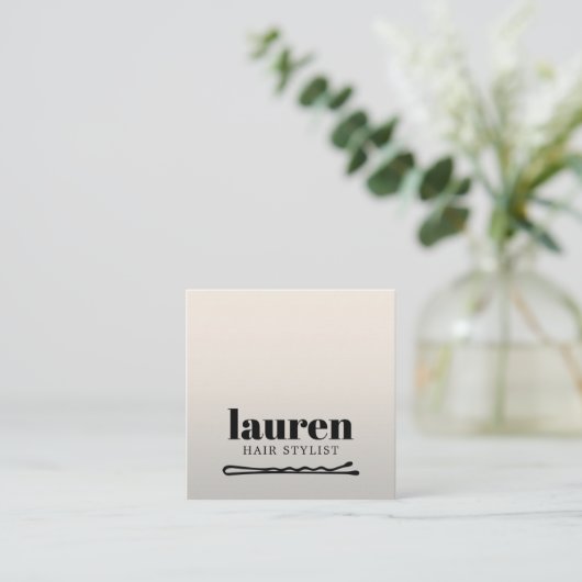 Modern Bold Faux Silver Black Bold Bobby Pin Hair スクエア名刺 (スタンド正面)