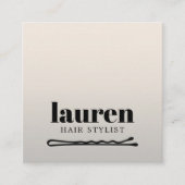 Modern Bold Faux Silver Black Bold Bobby Pin Hair スクエア名刺 (正面)