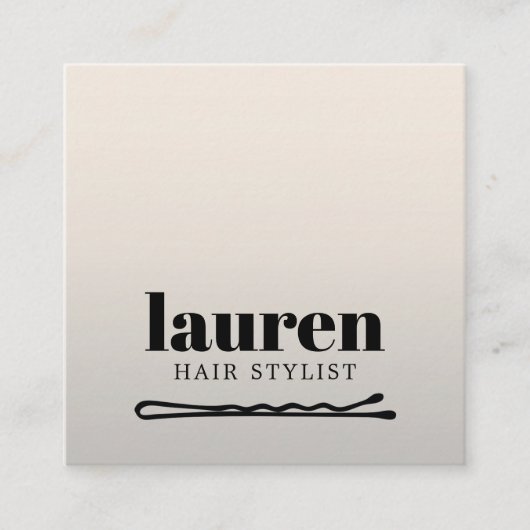 Modern Bold Faux Silver Black Bold Bobby Pin Hair スクエア名刺 (正面)