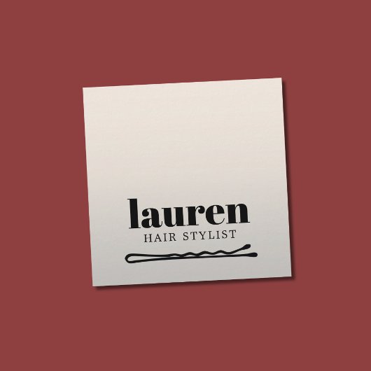 Modern Bold Faux Silver Black Bold Bobby Pin Hair スクエア名刺