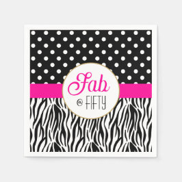 Modern Bold Fifty & Fabulous 50th Birthday スタンダードカクテルナプキン