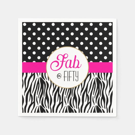 Modern Bold Fifty & Fabulous 50th Birthday スタンダードカクテルナプキン (正面)