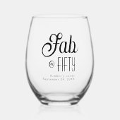 Modern Bold Fifty & Fabulous 50th Birthday Party ステムなしワイングラス (正面)