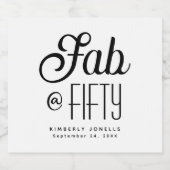 Modern Bold Fifty & Fabulous 50th Birthday Party スパークリングワインラベル (シングルラベル)