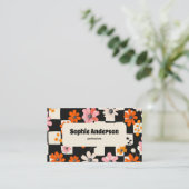Modern Bold Floral Checkered Business Card 名刺 (スタンド正面)
