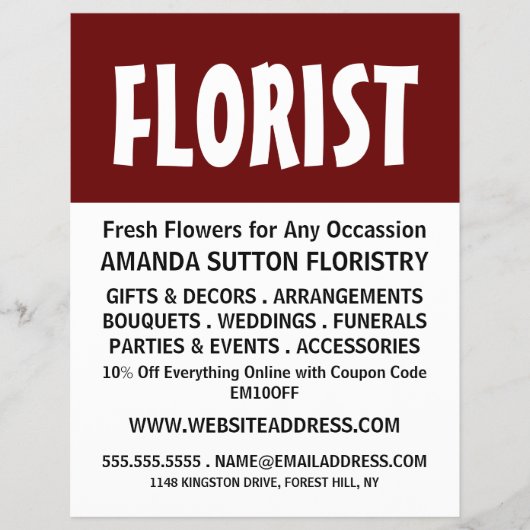 Modern Bold, Floristry Advertising Flyer チラシ (正面)