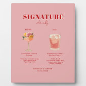 Modern Bold Font His & Hers Drinks Wedding フォトプラーク (正面)