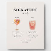 Modern Bold Font His & Hers Drinks Wedding フォトプラーク (正面)