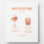 Modern Bold Font His & Hers Drinks Wedding フォトプラーク (正面)