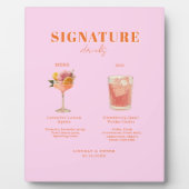 Modern Bold Font His & Hers Drinks Wedding フォトプラーク (正面)