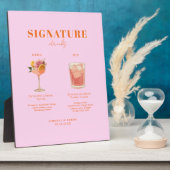 Modern Bold Font His & Hers Drinks Wedding フォトプラーク (側面)