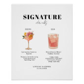 Modern Bold Font His & Hers Drinks Wedding ポスター (正面)
