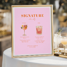 Modern Bold Font His & Hers Drinks Wedding ポスター