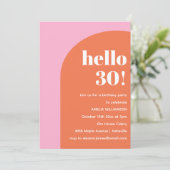 Modern Bold Geometric Pink Orange 30th Birthday 招待状 (スタンド正面)
