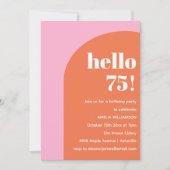 Modern Bold Geometric Pink Orange 75th Birthday 招待状 (正面)