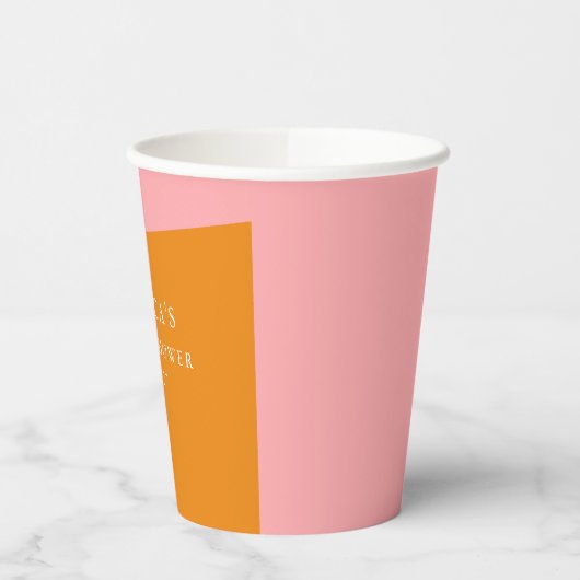 Modern Bold Geometric Pink Orange Bridal Shower 紙コップ (左)