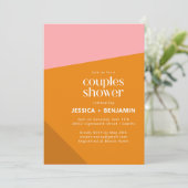 Modern Bold Geometric Pink Orange Couples Shower 招待状 (スタンド正面)