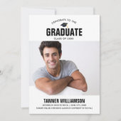 Modern Bold Grad Photo Graduation Announcement 案内状 (正面)