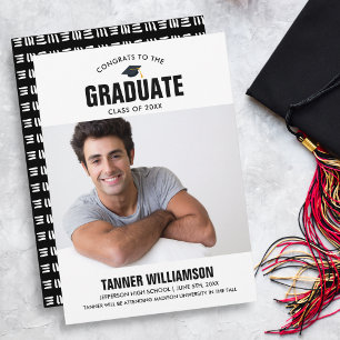 Modern Bold Grad Photo Graduation Announcement 案内状