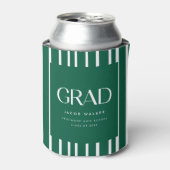 Modern Bold Graduation Party Striped Green 缶クーラー (缶正面)