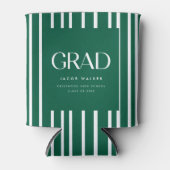 Modern Bold Graduation Party Striped Green 缶クーラー (正面)