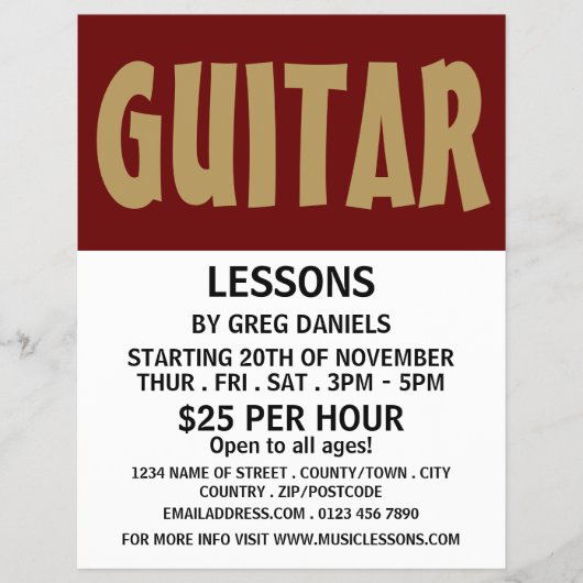 Modern Bold, Guitar Lessons Advertising チラシ (正面)