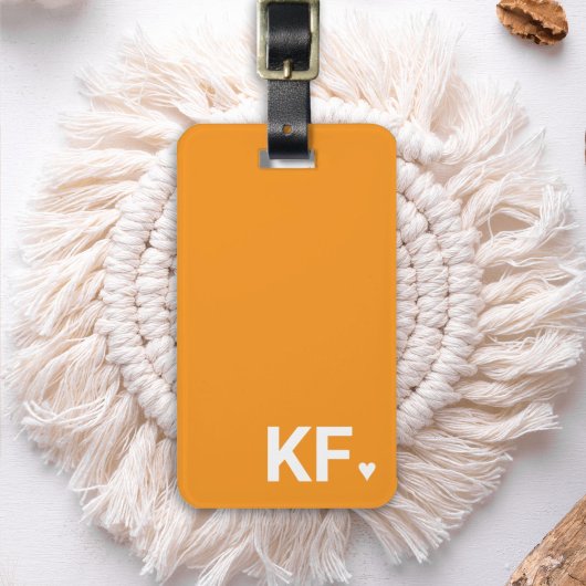 Modern Bold Initial Monogram Heart Personalized ラゲッジタグ