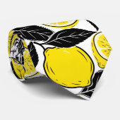Modern Bold Lemon & Black Leaves  Seamless Pattern ネクタイ (ロール)
