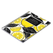 Modern Bold Lemon & Black Leaves  Seamless Pattern ノートブック (左側)
