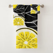 Modern Bold Lemon & Black Leaves  Seamless Pattern バスタオルセット (インサイチュ)