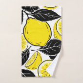 Modern Bold Lemon & Black Leaves  Seamless Pattern バスタオルセット (ハンドタオル)