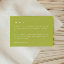 Modern Bold Lime Green Wedding Details エンクロージャーカード