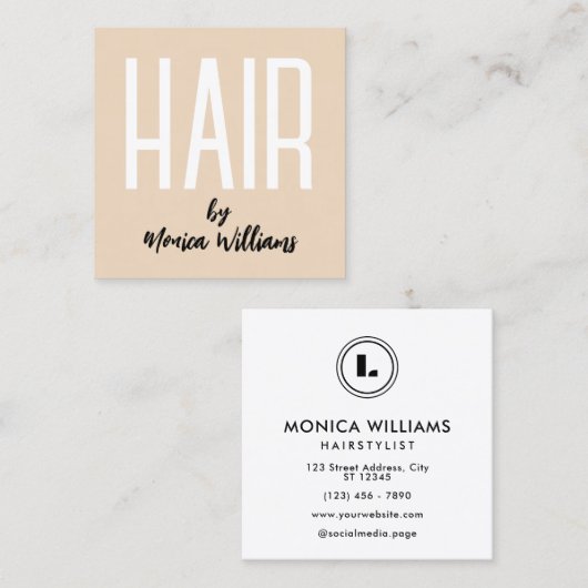 Modern bold minimalist hair salon スクエア名刺 (正面/裏面)
