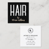 Modern bold minimalist hair salon スクエア名刺 (正面/裏面)