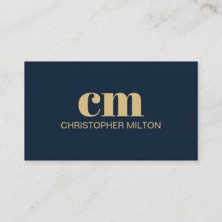 Modern Bold Monogram QR code Navy Blue Consultant 名刺