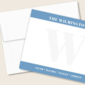 Modern Bold Monogram with Family Names Stationery ノートカード