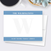 Modern Bold Monogram with Family Names Stationery ノートカード