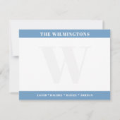 Modern Bold Monogram with Family Names Stationery ノートカード (正面)