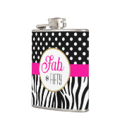 Modern Bold Pattern Fifty & Fabulous 50th Birthday フラスク (左)