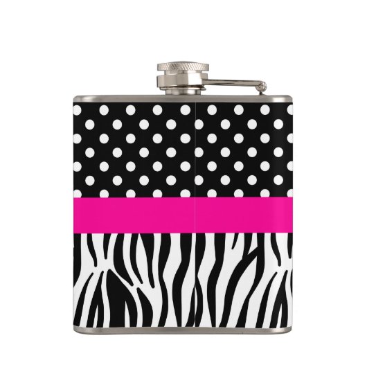 Modern Bold Pattern Fifty & Fabulous 50th Birthday フラスク (裏面)