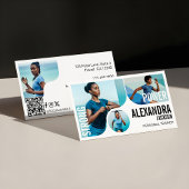 Modern Bold Personal Trainer Fitness Photos QR  名刺